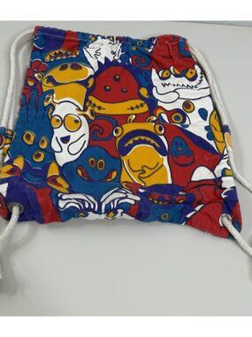 Dodo Bag Drawstring Kooky Bag Backpack Monsters 14x15" Canvas 100% Cotton NEW